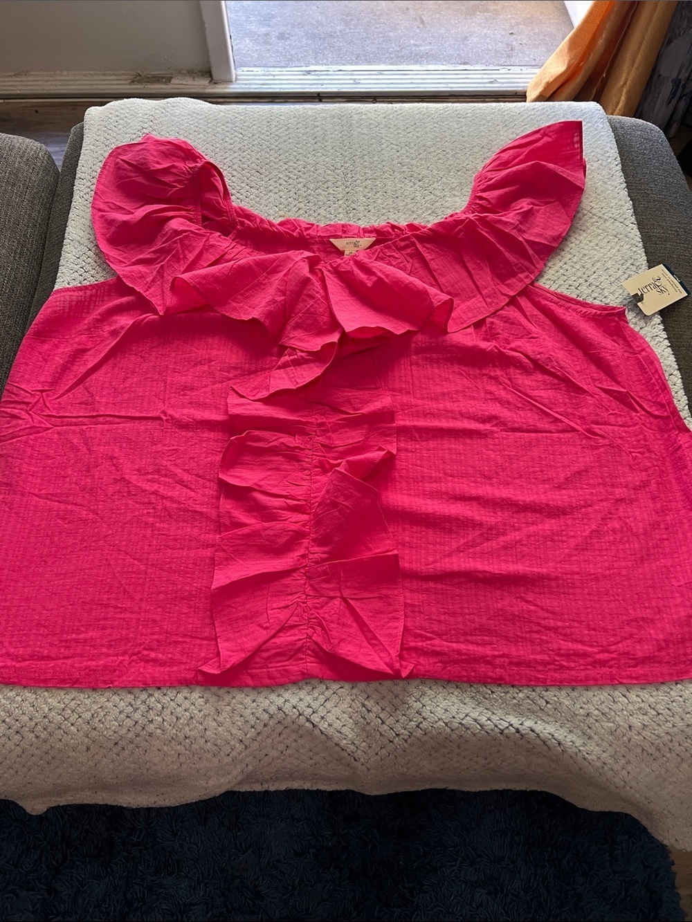 Terra & Sky Bright Pink Ruffle-Front Sleeveless Camisole